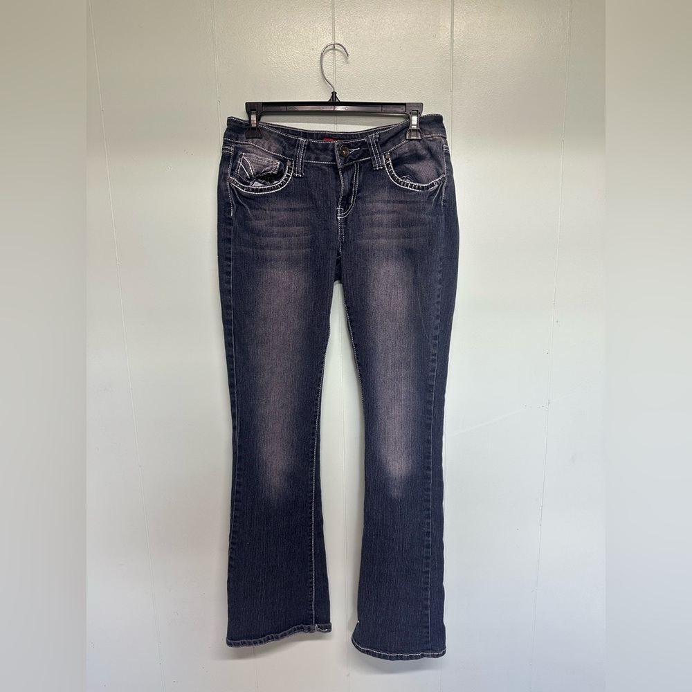 "Red Rivet Women's Bootcut Jeans Size 9 Dark Wash with Decorative Pockets, Y2K